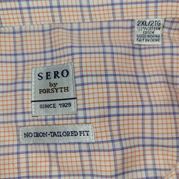 Sero by Forsyth Shirt Mens 2XL/XXL No Iron Tailored Fit Long Sleeve Button-Down - Picture 6 of 11